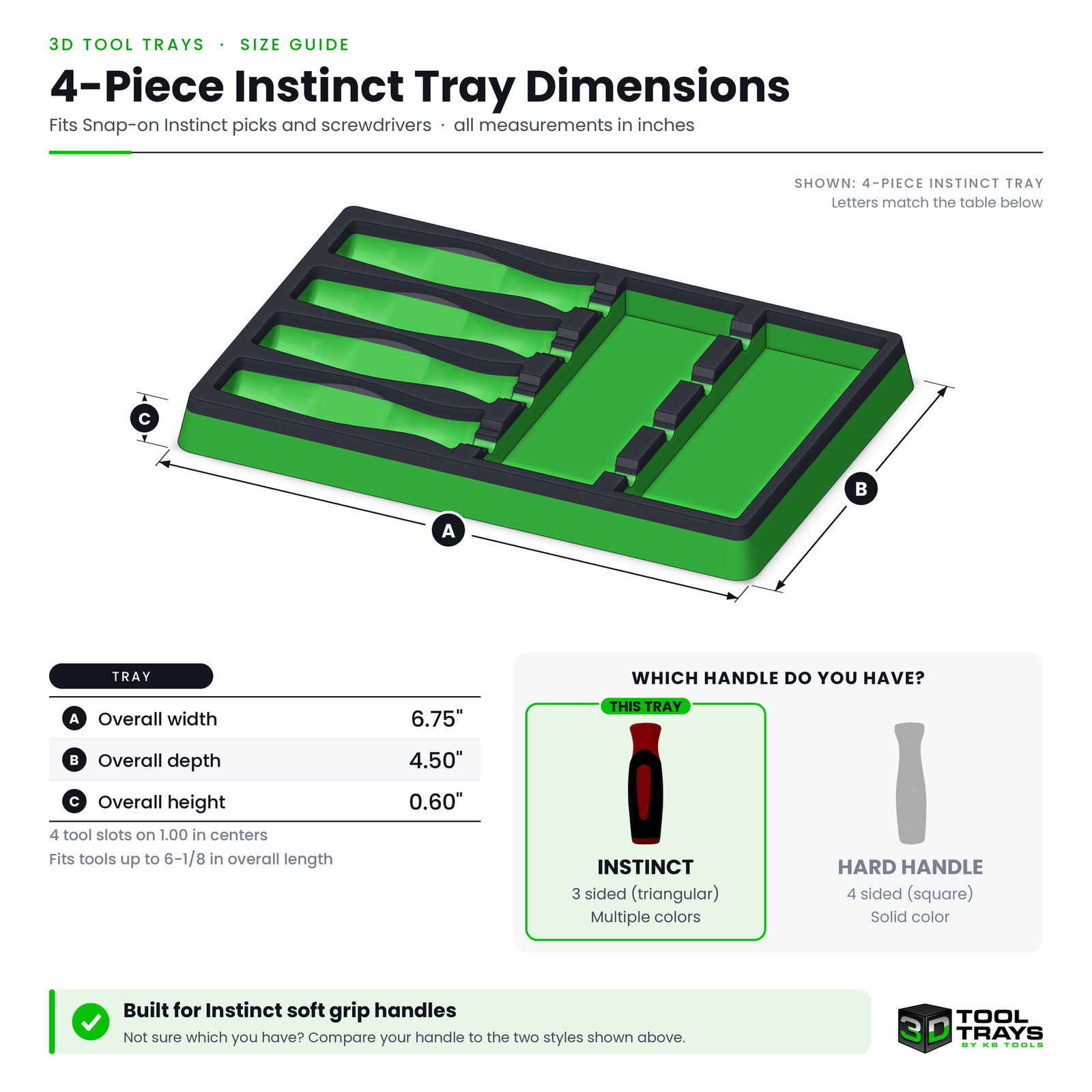 4-Piece Instinct Tray Dimensions