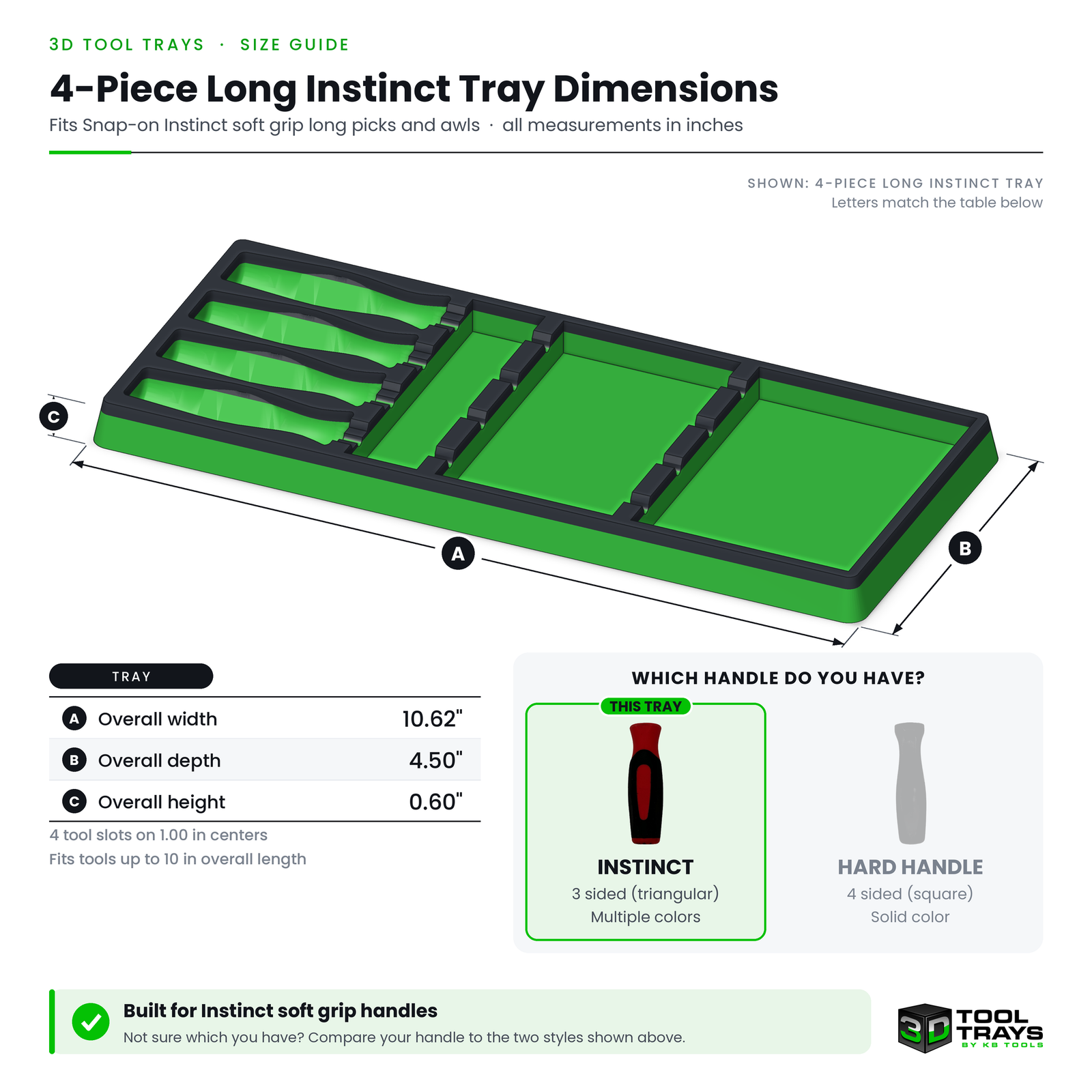 4-Piece Long Instinct Tray Dimensions