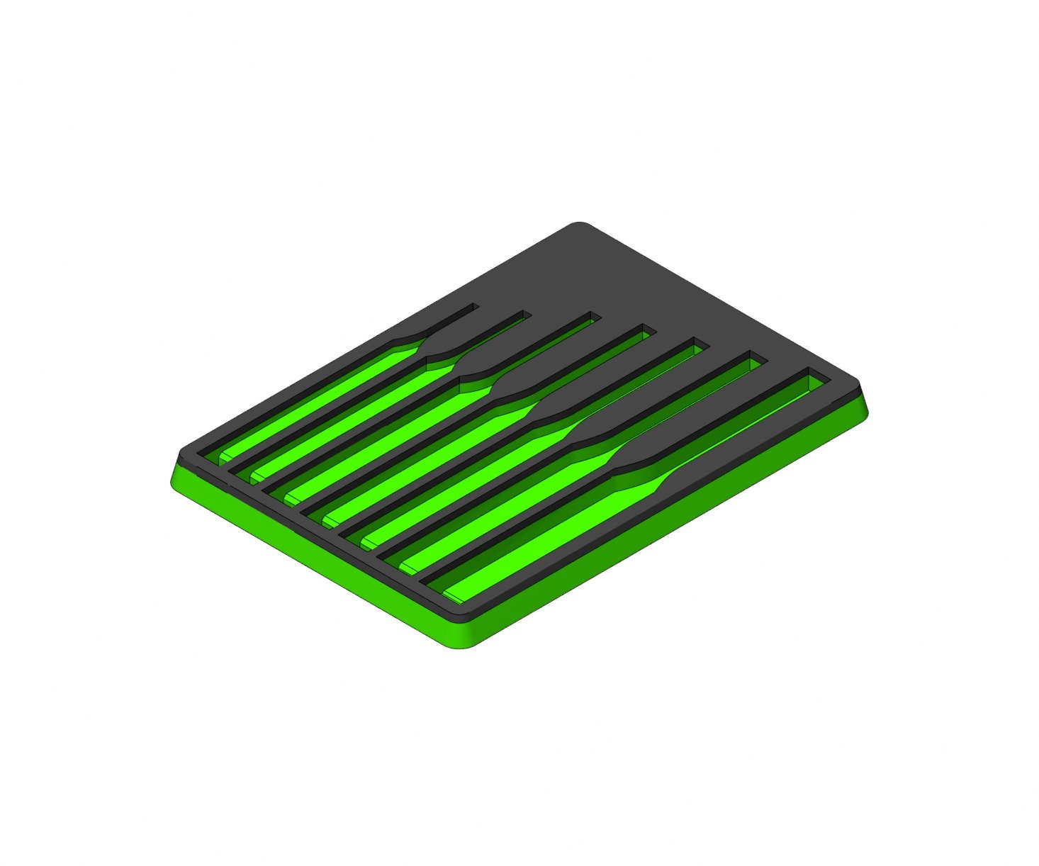 Green 3D printed tray holding the Snap-on PPCD70BK 7 piece pin punch set